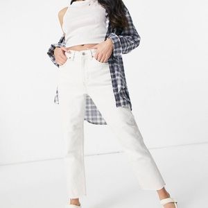 Topshop Straight Leg Cropped White Jeans
